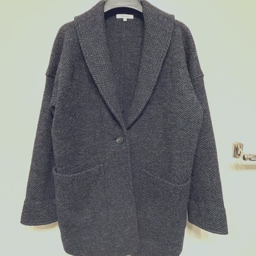 Herringbone Oversized Sweater Blazer Size S